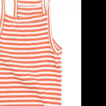 NEXT Girls Orange Striped  Basic Tank Size 9 Years