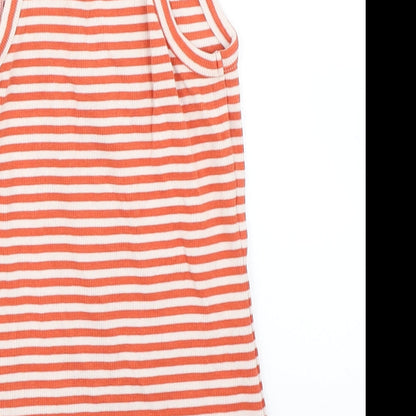 NEXT Girls Orange Striped  Basic Tank Size 9 Years