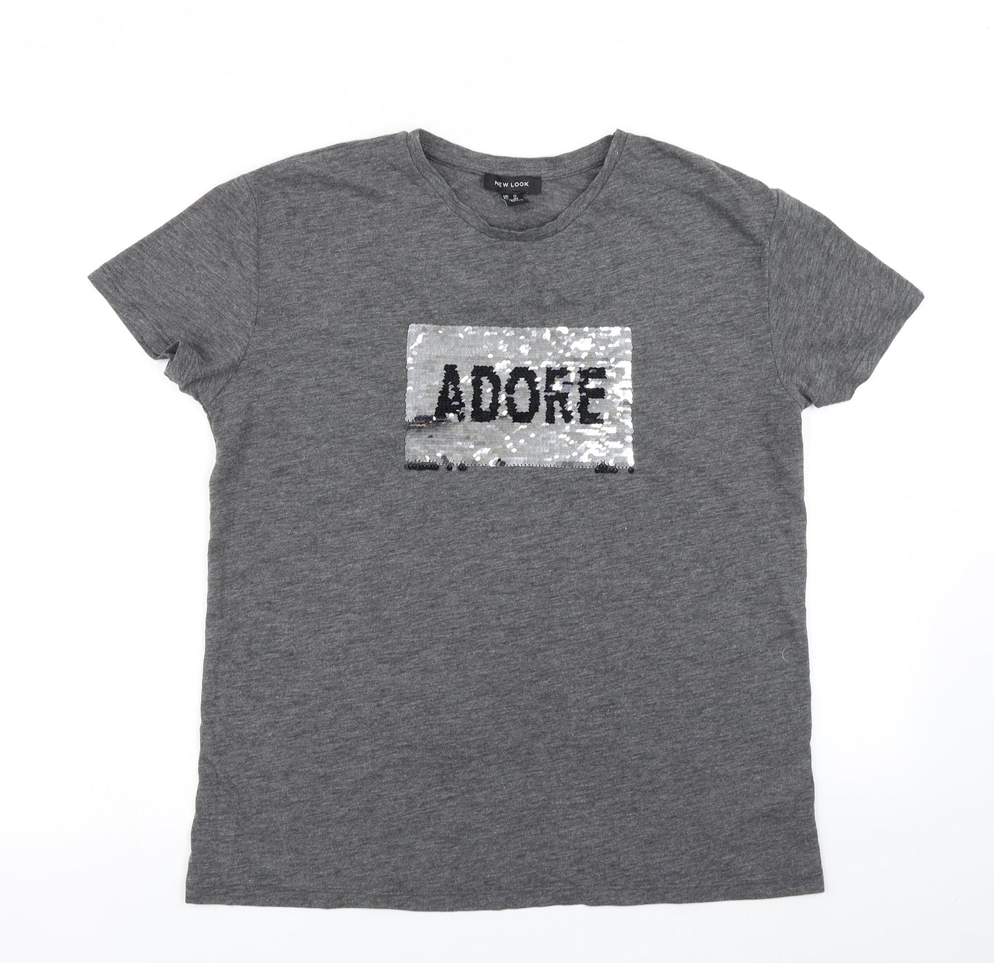 Womens UK Size 12 New Look Grey Basic T-Shirt