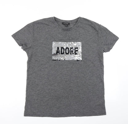 Womens UK Size 12 New Look Grey Basic T-Shirt