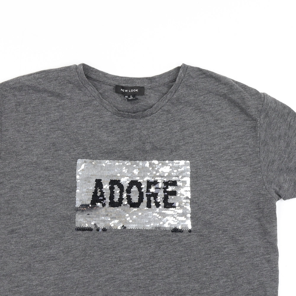 Womens UK Size 12 New Look Grey Basic T-Shirt