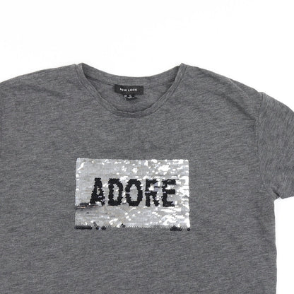 Womens UK Size 12 New Look Grey Basic T-Shirt