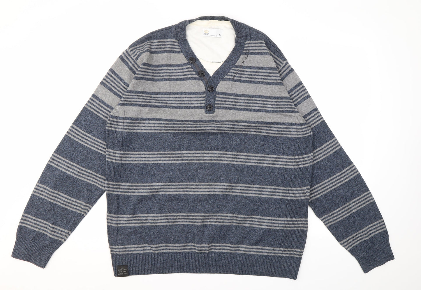 NEXT Mens Blue Striped  Pullover Jumper Size XL