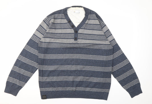 NEXT Mens Blue Striped  Pullover Jumper Size XL