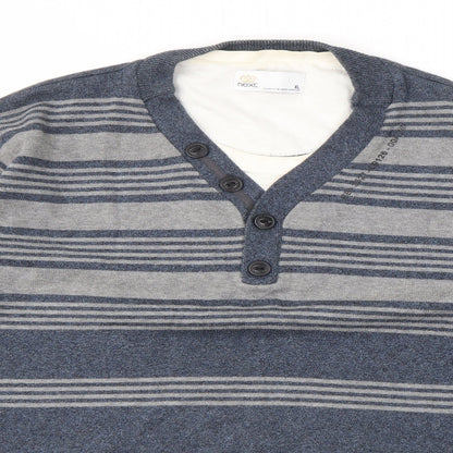 NEXT Mens Blue Striped  Pullover Jumper Size XL