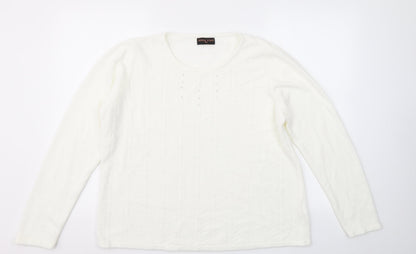 Womens UK Size 2XL ANNA ROSE White Pullover Jumper