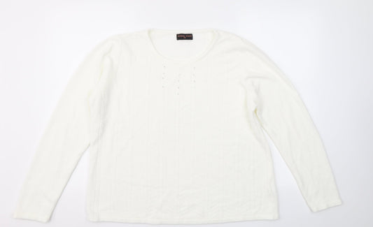 Womens UK Size 2XL ANNA ROSE White Pullover Jumper