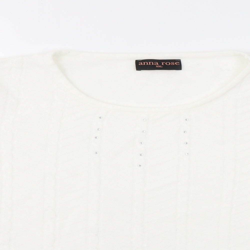 Womens UK Size 2XL ANNA ROSE White Pullover Jumper