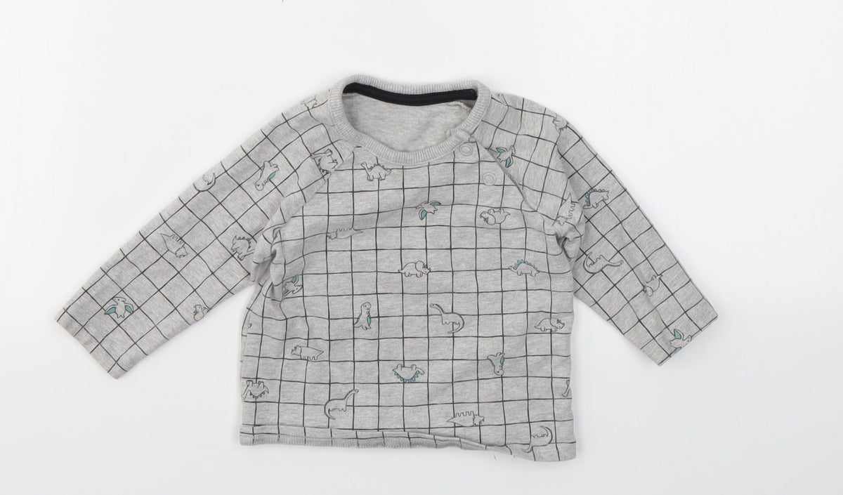Front view of George boys’ grey geometric basic t-shirt, size 0-3, months