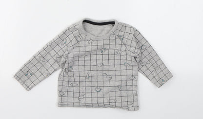 Front view of George boys’ grey geometric basic t-shirt, size 0-3, months