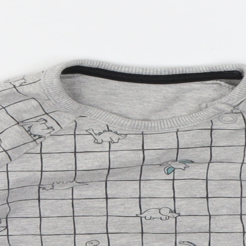 Close-up detail of George boys’ grey geometric basic t-shirt, size 0-3, months
