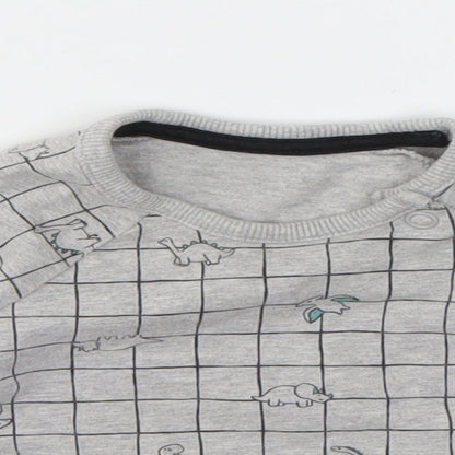 Close-up detail of George boys’ grey geometric basic t-shirt, size 0-3, months