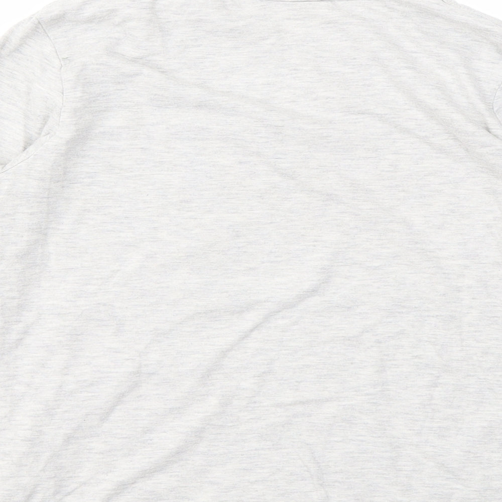 Brand and care label for H&M boys’ grey geometric basic t-shirt, size 9, years