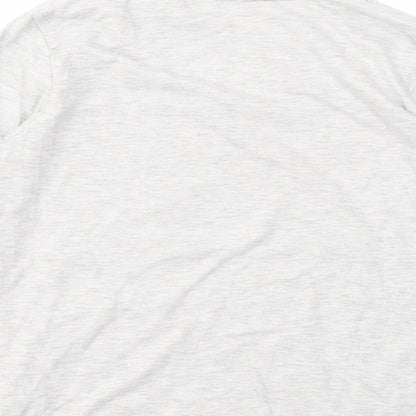 Brand and care label for H&M boys’ grey geometric basic t-shirt, size 9, years