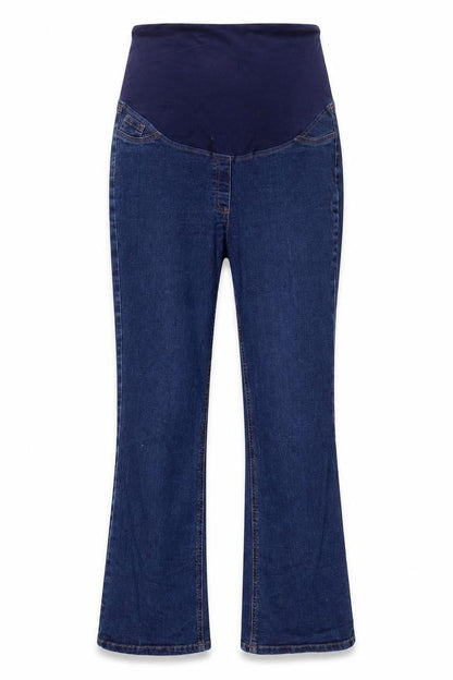 Front view of Papaya women’s blue straight jeans, size UK 12, 28-inch leg - strechy waistband