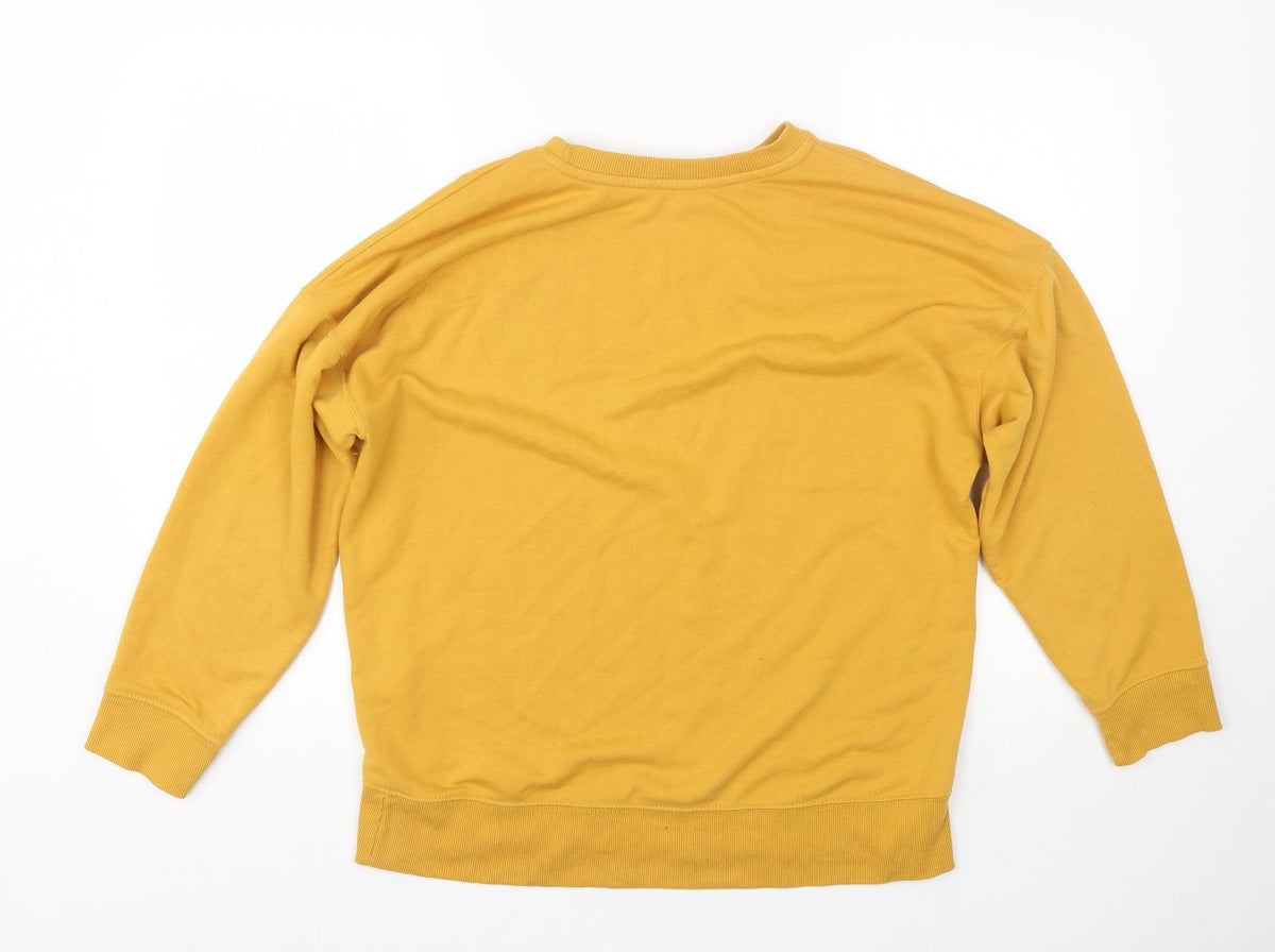 Back view of New Look women’s yellow pullover sweatshirt, size UK 8