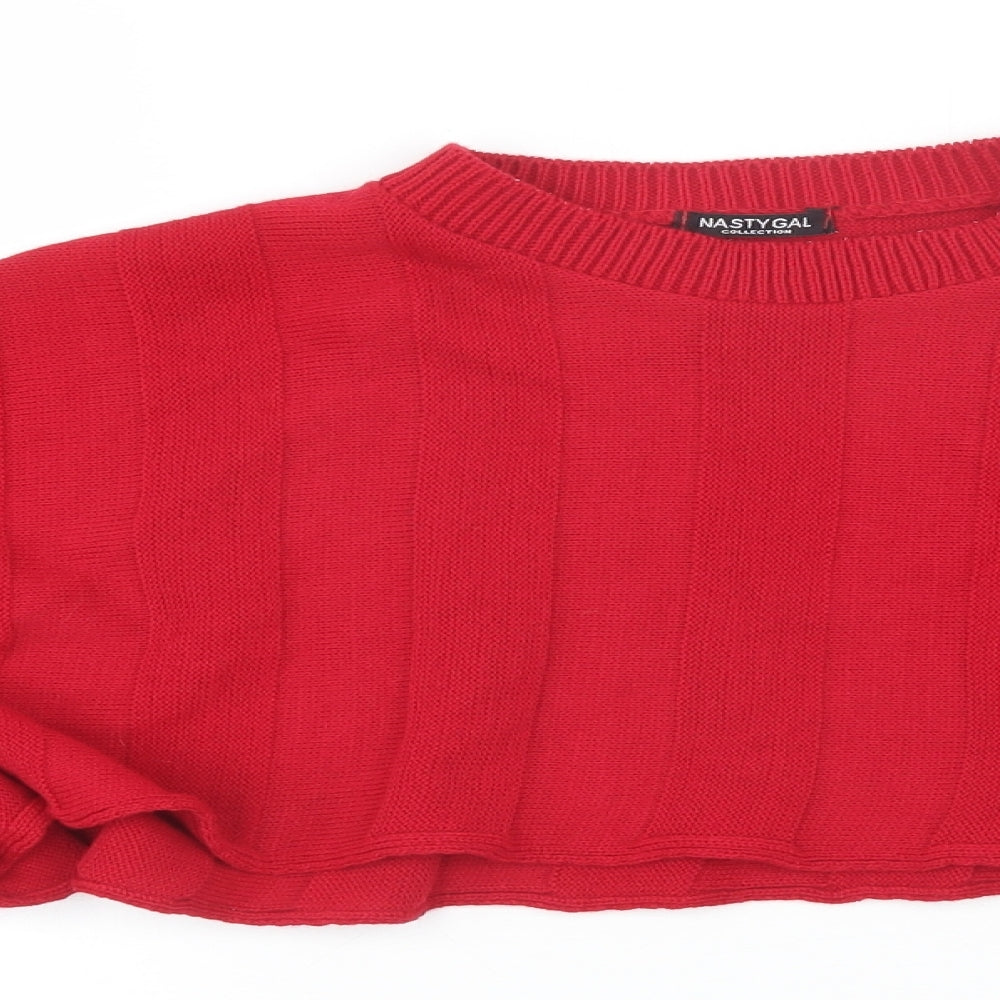 Close-up detail of Nasty Gal women’s red striped jumper one size