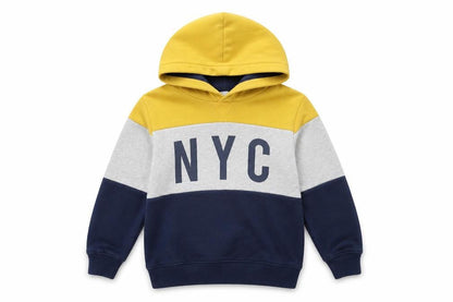 Front view of H&M girls’ multicoloured striped pullover hoodie, size 5-6, years