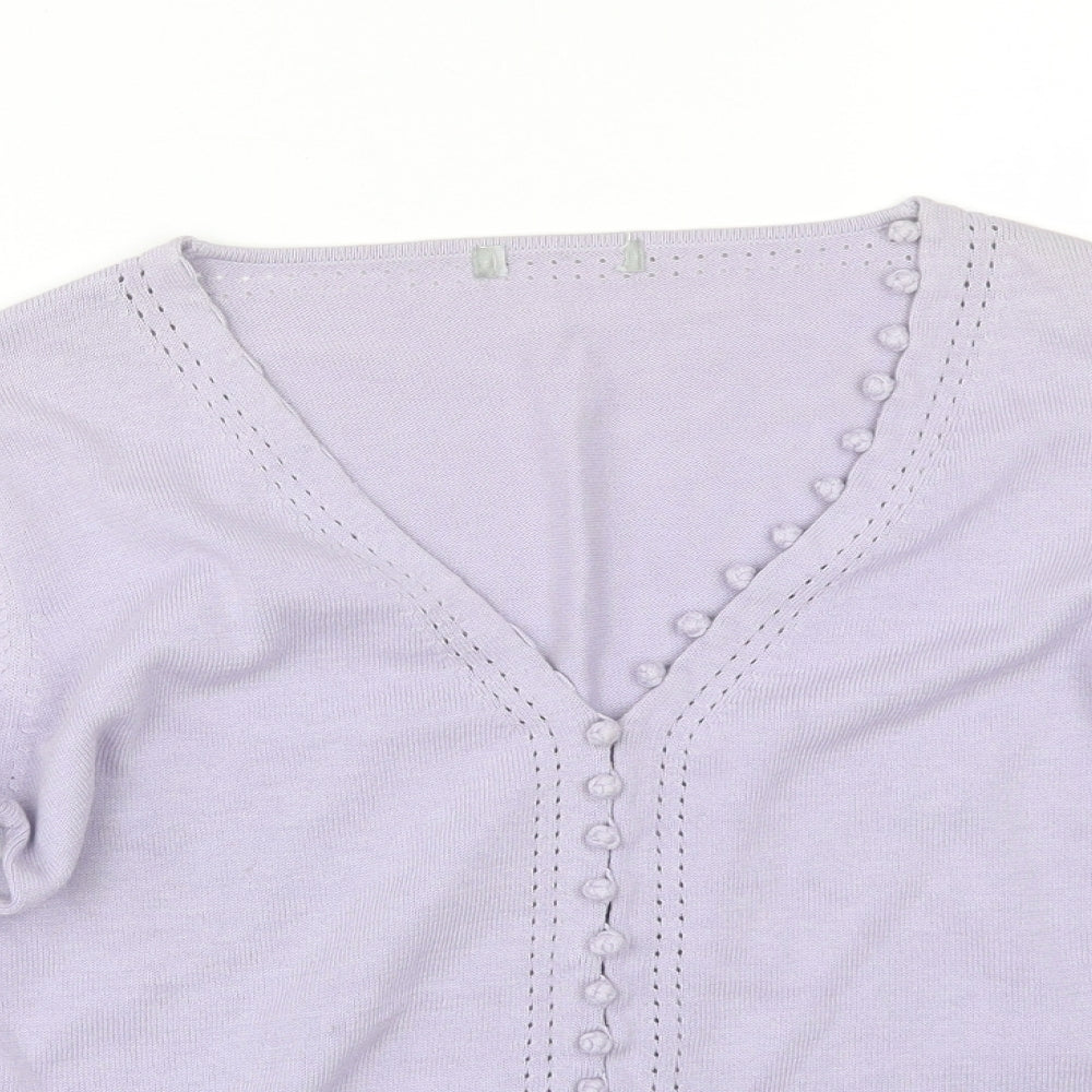 Womens UK Size 10 Preworn Purple Cardigan Jumper