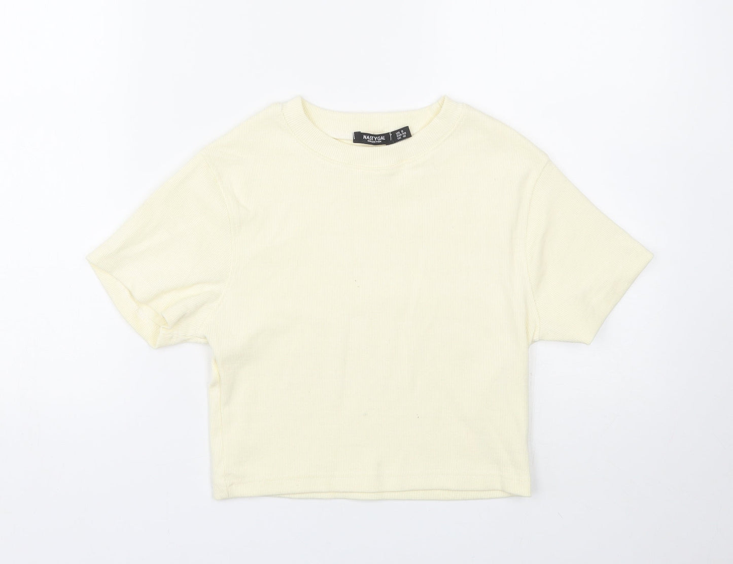 Nasty Gal Womens Yellow   Cropped T-Shirt Size 8