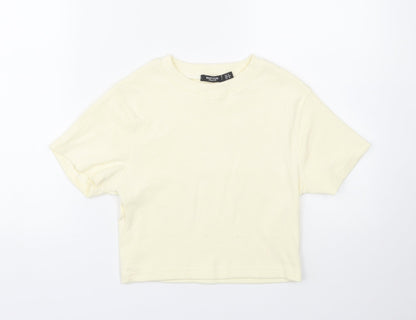 Nasty Gal Womens Yellow   Cropped T-Shirt Size 8