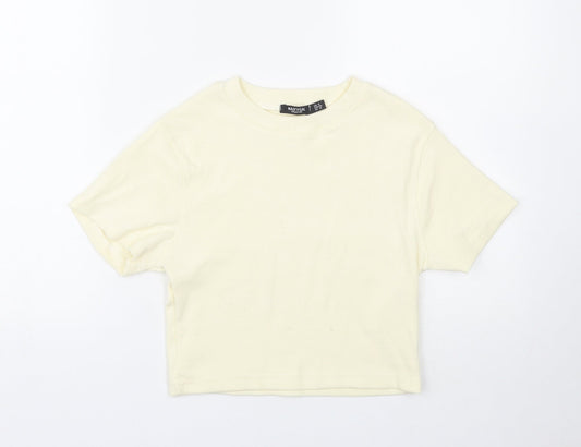 Nasty Gal Womens Yellow   Cropped T-Shirt Size 8