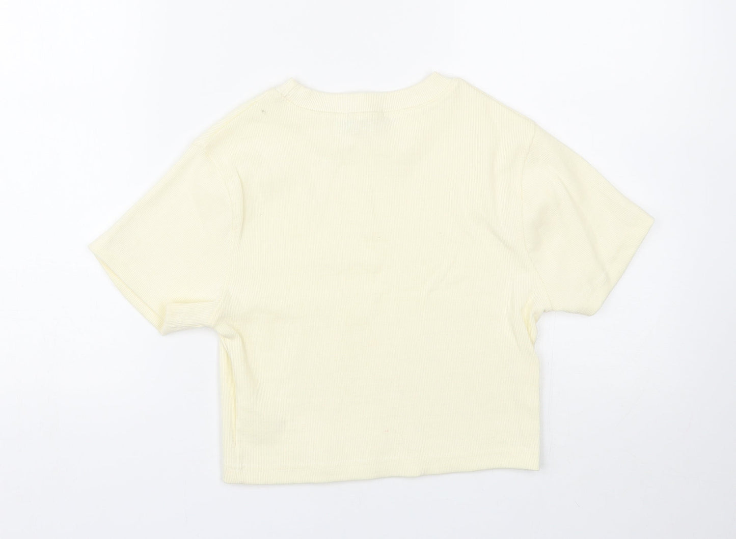 Nasty Gal Womens Yellow   Cropped T-Shirt Size 8