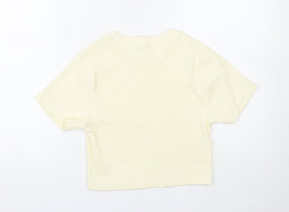 Nasty Gal Womens Yellow   Cropped T-Shirt Size 8