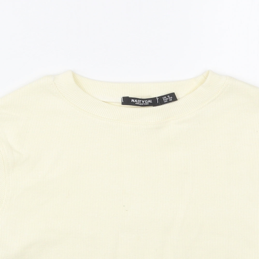 Nasty Gal Womens Yellow   Cropped T-Shirt Size 8