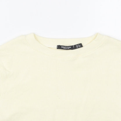 Nasty Gal Womens Yellow   Cropped T-Shirt Size 8