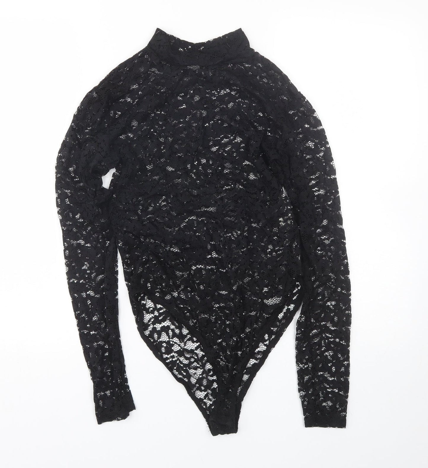 Primark Womens Black Floral  Catsuit One-Piece Size S  - Transparent