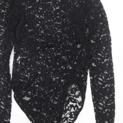 Primark Womens Black Floral  Catsuit One-Piece Size S  - Transparent