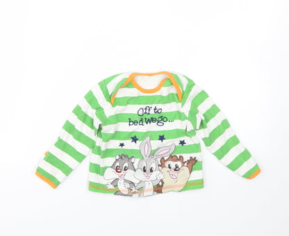 George Baby Green Striped  Cami Pyjama Top Size 9-12 Months  - Baby Looney Tunes