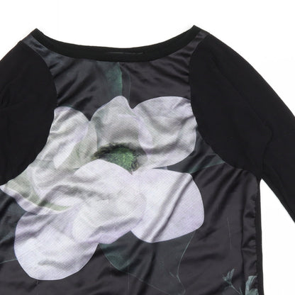 Womens UK Size 6 Cherry Couture Black Basic T-Shirt