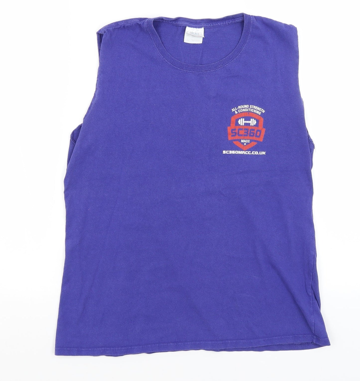 Womens UK Size L Gildan Blue Basic Tank