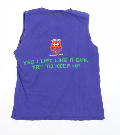 Womens UK Size L Gildan Blue Basic Tank