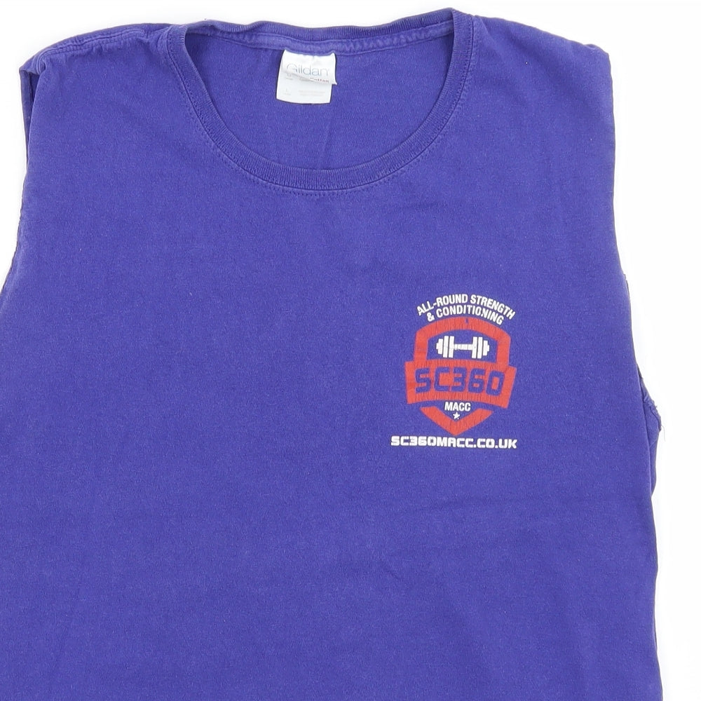 Womens UK Size L Gildan Blue Basic Tank