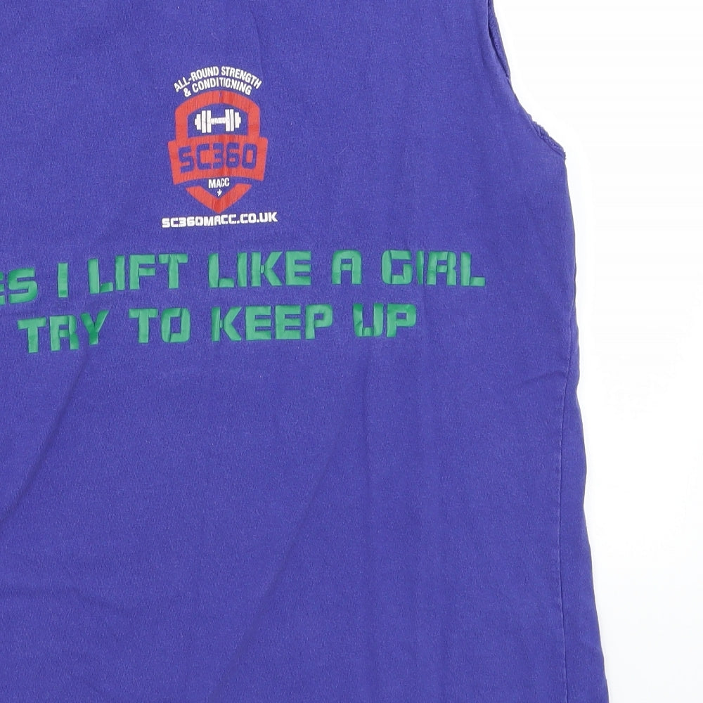 Womens UK Size L Gildan Blue Basic Tank