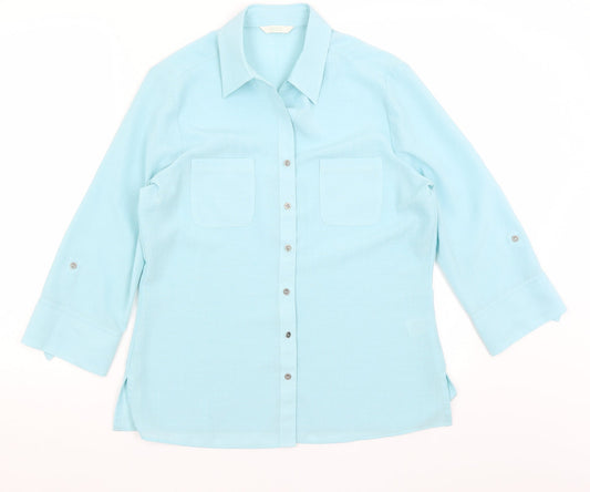 M&S Womens Blue   Basic Button-Up Size 12
