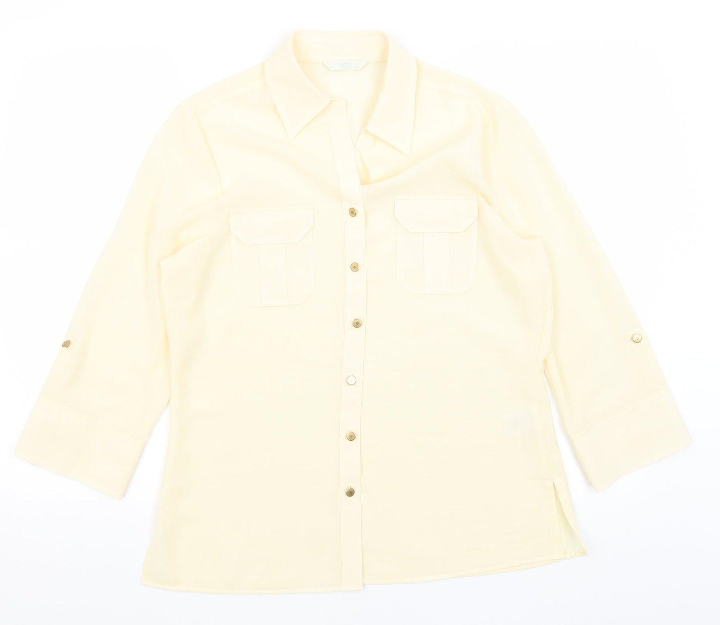 M&S Womens Yellow   Basic Button-Up Size 12