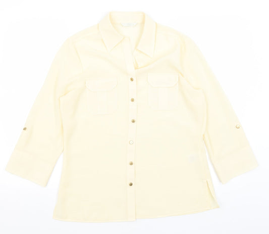 M&S Womens Yellow   Basic Button-Up Size 12