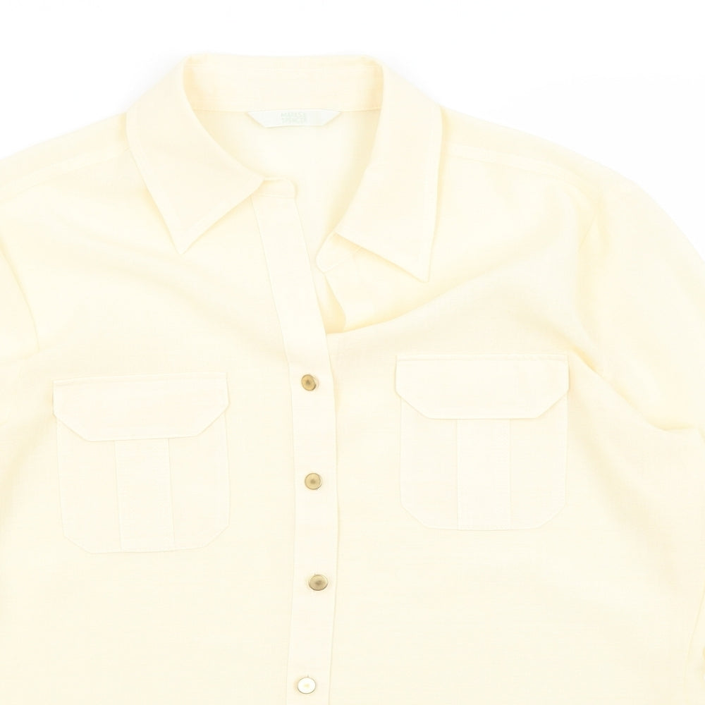 M&S Womens Yellow   Basic Button-Up Size 12