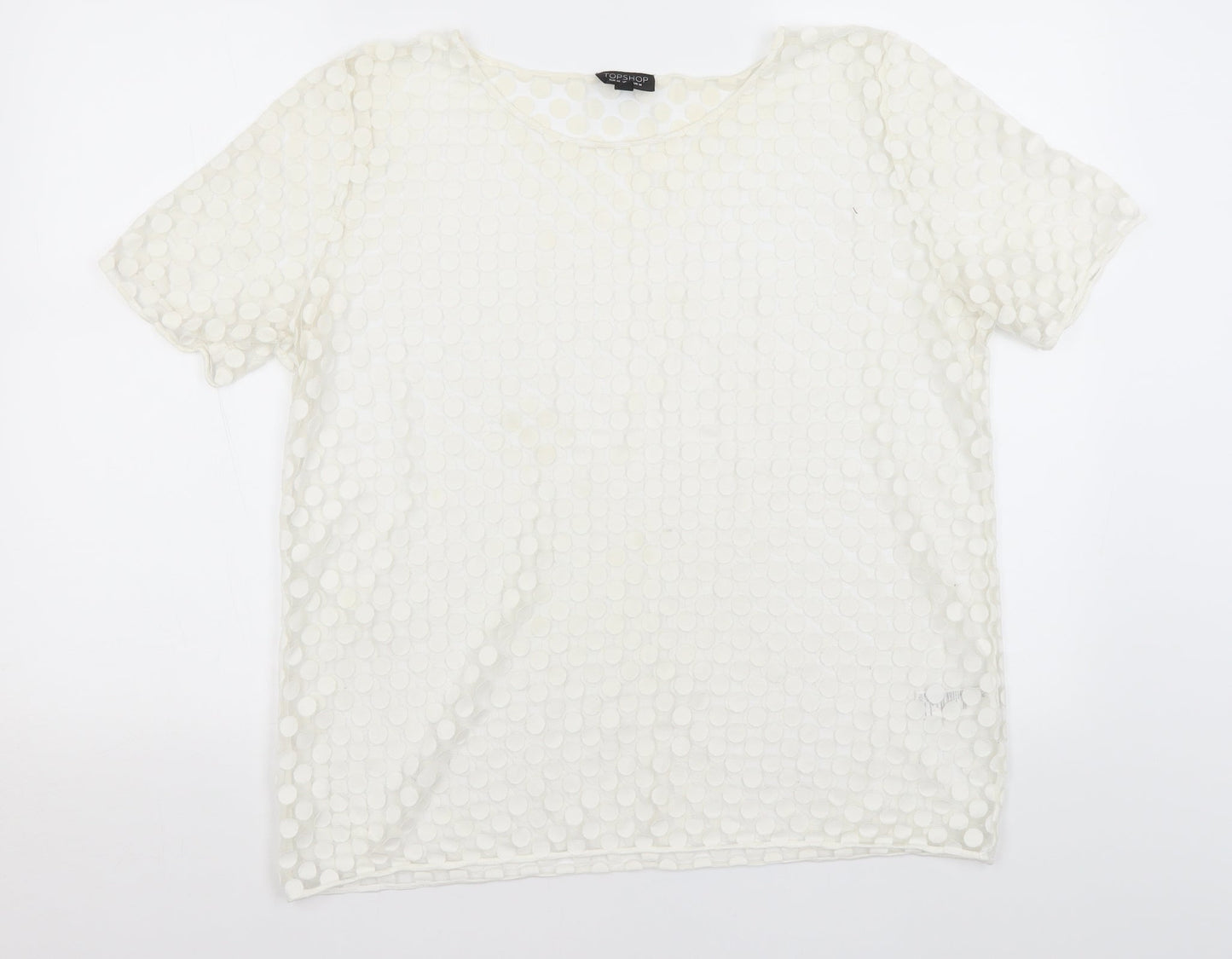 Womens UK Size 14 Topshop Ivory Basic T-Shirt