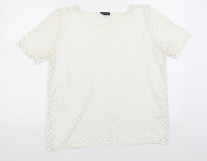 Womens UK Size 14 Topshop Ivory Basic T-Shirt