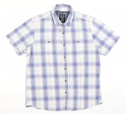 Mens UK Size L Boston Crew Blue  Button-Up Short Sleeve Casual Shirt