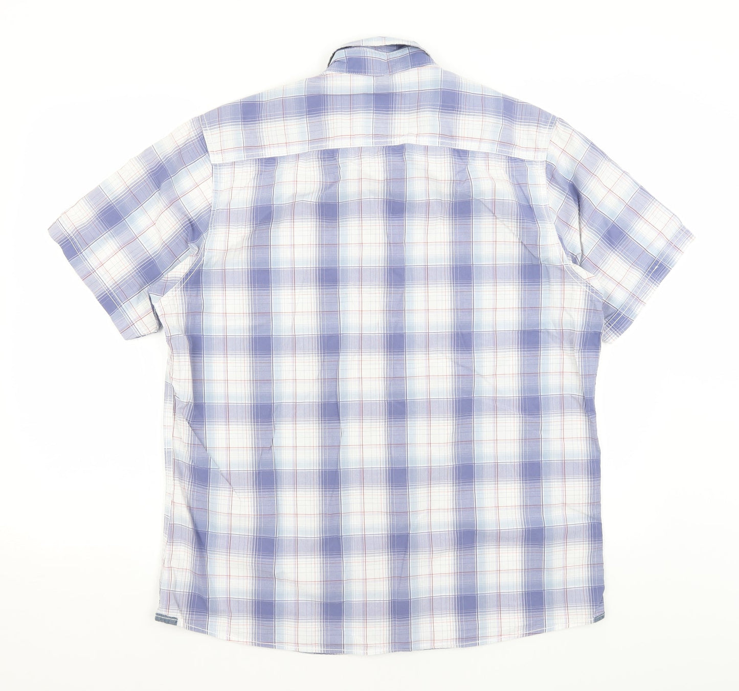 Mens UK Size L Boston Crew Blue  Button-Up Short Sleeve Casual Shirt