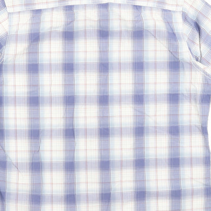 Mens UK Size L Boston Crew Blue  Button-Up Short Sleeve Casual Shirt