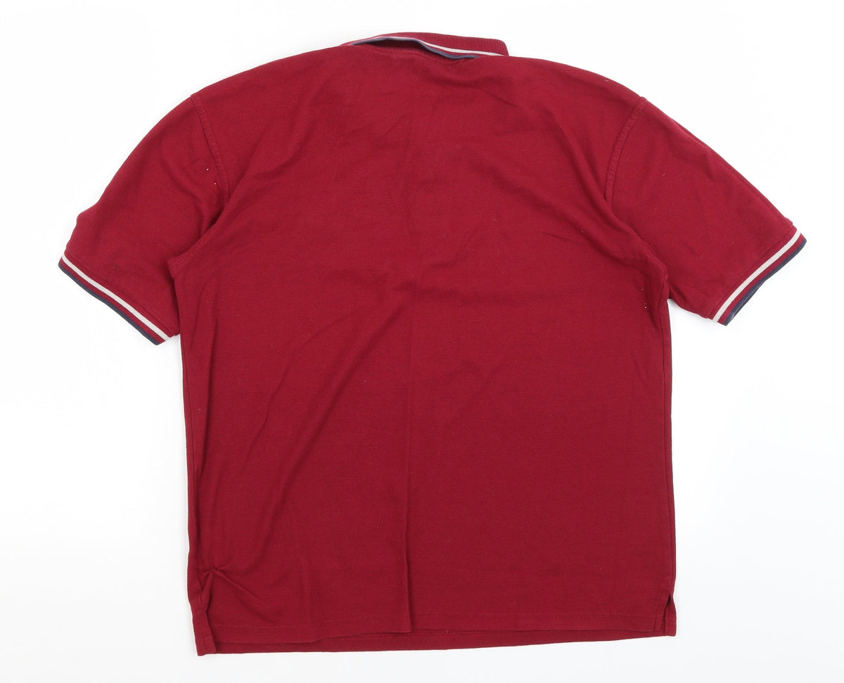 Back view of Unitex Schoolwear boys’ red basic polo, size M