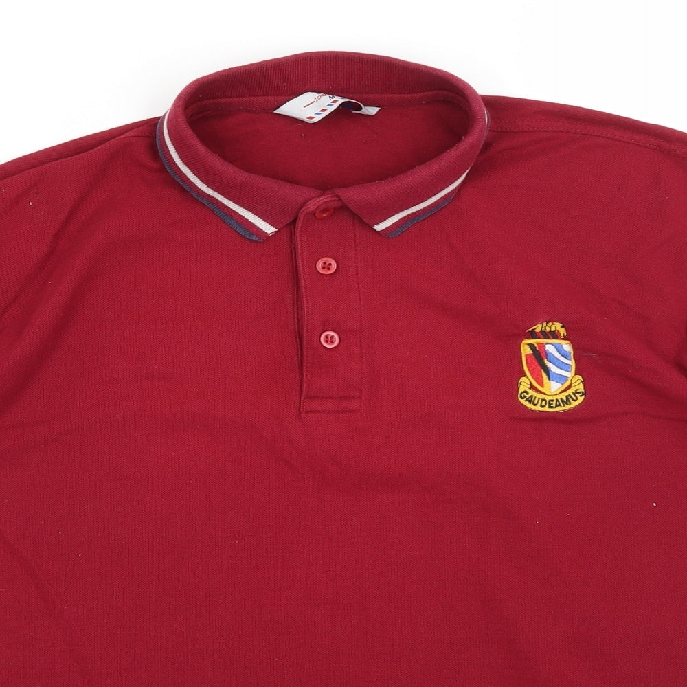 Close-up detail of Unitex Schoolwear boys’ red basic polo, size M