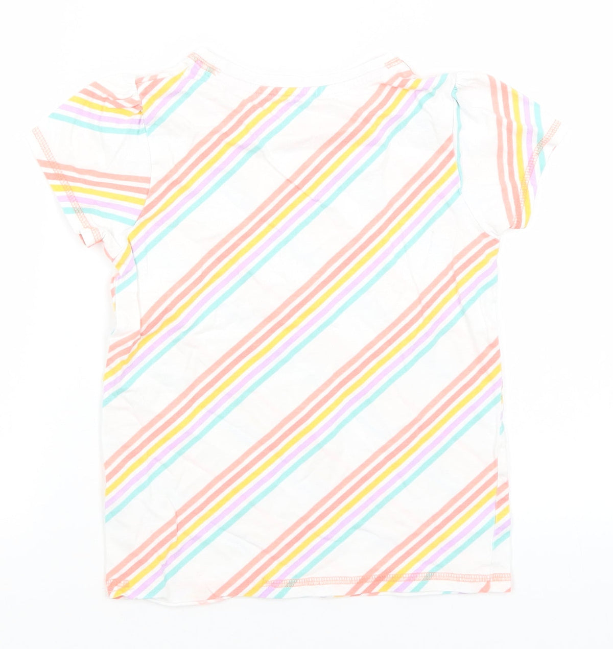 Back view of Tu boys’ white striped basic t-shirt, size 7-8, years